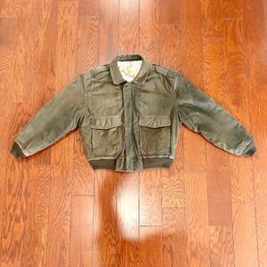 Vintage 80s 90s Brown Leather Bomber Jacket Aviator Top Gun